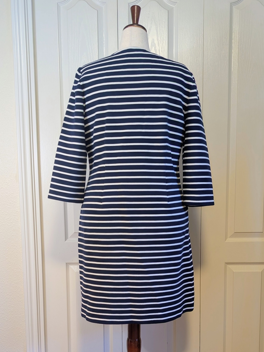 Boden Striped Ponte Knit Shift Dress | Navy Cream | EUC | 16/18R - Picture 3 of 7